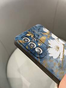 1 件 TPU 哑光花卉印花手机壳适用于 Apple/Samsung/Xiaomi/Redmi/OPPO 手机，随机相机孔设计 - 彩色 - 查看 3