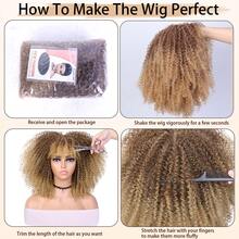 14 Inch Blonde Short Curly Wig with Bangs Small Curly Women's Synthetic Hair Heat Resistant Replacement Wigs Fashionable Bomb Curly Wigs - Apricot - View 10