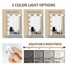 VOWNER 44" Makeup Vanity Desk Set With Power Outlet, 14 Bulbs And Mirror, 7 Drawers, Color & Brightness Adjustable, For Girls Women Thanksgiving Christmas Gift - trắng - Xem 7