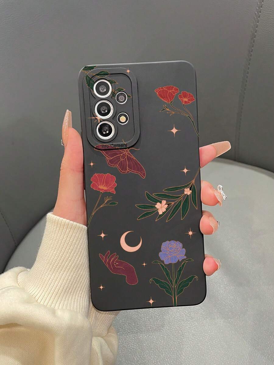 1個tpu黑色啞光眼紋花印手機殼,適用於蘋果、三星、小米、oppo - 彩色 - 查看 1