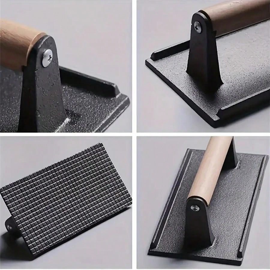 2pcs/Set Square Cast Iron Griddle Press With 12Inch Melting Dome, For