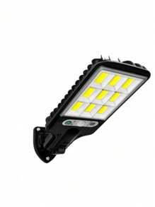 Kit2 Luminária Led Solar Poste Rua Parede Sensor 180 Led Controle - Preto - Visão 3