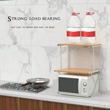 Countertop Microwave Rack Storage Shelving Unit, Small Oven Shelf Microwave Stand, Printer Stand For Desktop Storage Organizer - Khaki - View 6