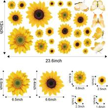 1pc Sunflower Wall Sticker Self-Adhesive Flower & Butterfly Decoration Pvc Vintage Removable Diy Wall Decal For Bedroom, Kitchen, Classroom And Living Room, Stickers, Wall Decal, Vinly Decal For Home Decorations, Spring Decoration Items Refresh Your Home, Rama Decoration Stickers Gifts Birthday Graduation