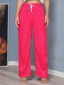 Women Pants - 玫紅色 - 查看 3