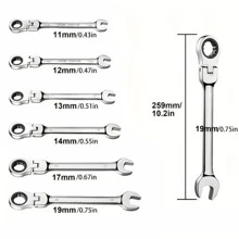 Juego De Herramientas De Hardware De 6 Piezas De Llave De Trinquete De Doble Uso Con Rotación De 180 Grados (bonus: Grabado Con Chrome Vanadium, Sin Grabado Son Normales, El Material No Tiene Ninguna Diferencia) - Plateado - Ver 2