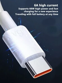 Cable De Datos De Carga Super Rápida De 6a Con Cabezal De Carga Rápida De 120 W Para Oppo, Huawei, Honor, Cargador De Teléfono Móvil De Interfaz Tipo-c - Blanco - Ver 7