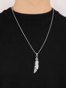 1 Stück 2025 Neuer Vintage-Stil Feder Anhänger Halskette, Edelstahl Kette Anhänger, Unisex Mode Schmuck Geschenk für Weihnachten, Geburtstag, Alltagstragen