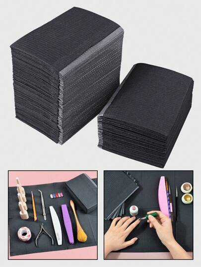 20pcs/Box Black Disposable Waterproof & Dirt Resistant Manicure Table Mat, For Nail Art Or Tattoo,Nail Supplies,Nail Tools,Nail Art Tools,Back To School,Nails,Nail Tools For Press On Nails