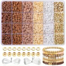 Kit De Brazaletes Con Más 2000 Piezas De Cuentas De Arcilla, Colores De Moda Rosa Melocotón Con Más De 140 Piezas De Cuentas Espaciadoras Y Redondas De Ccb, 2 Hilos Elásticos De Cristal, Conjunto De Hacer Brazaletes De Amistad Para La Fabricación De Joyas Diy, Suministros De Artesanía Y Regalo