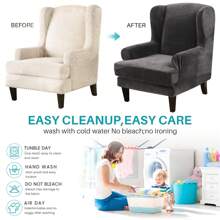 Wing Chair Covers Stretch 2Pcs/Set Wingback Armchair Chair Cover Slipcover Sofa Protector For Home Decoration - Dark Grey - View 7