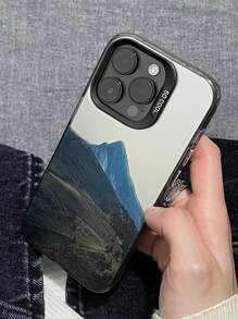 1PC Gucadi Bạc-Đen Ngoài Trời Họa Tiết Phong Cảnh Mạ Khung Ống Kính Tương Thích Với Apple Và Huawei Điện Thoại - Nhiều màu - Xem 1