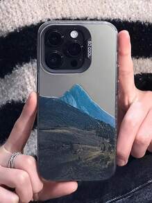 1PC Gucadi Bạc-Đen Ngoài Trời Họa Tiết Phong Cảnh Mạ Khung Ống Kính Tương Thích Với Apple Và Huawei Điện Thoại - Nhiều màu - Xem 4