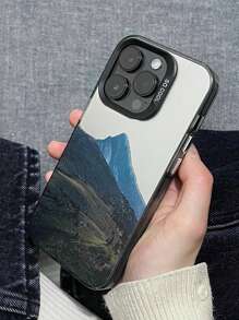 1PC Gucadi Bạc-Đen Ngoài Trời Họa Tiết Phong Cảnh Mạ Khung Ống Kính Tương Thích Với Apple Và Huawei Điện Thoại - Nhiều màu - Xem 2