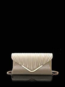 LETODE 4 件女式水晶首饰套装婚礼闪亮晚宴手拿包闪光项链手链吊坠耳环适合新娘和伴娘 - 金色 - 查看 6