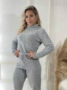 Plus Size Sweater Co-Ords - 灰色 - 查看 2