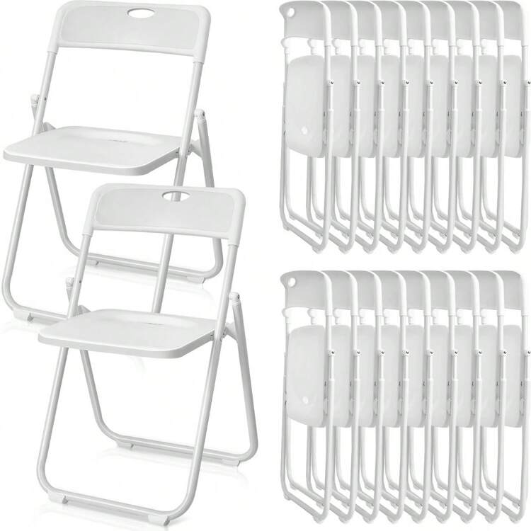 12 Pcs Plastic Folding Chair Steel Folding Dining Chairs Folding Chairs Bulk Fold Up Event Chair Portable Commercial Chair With Steel Frame 350lb For Office Wedding Indoor White SHEIN USA