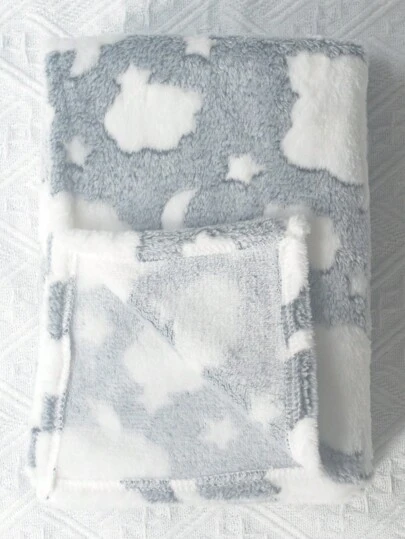 1pc Kids Blanket, Star & Cloud Pattern Soft Warm Plush Blanket Suitable For Baby Boys And Girls, Cozy And Comfortable Infant Receiving Blankets, Suitable For Stroller Use
