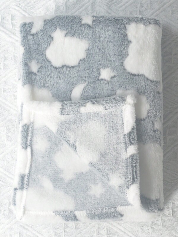 1pc cobertor infantil, padrão de estrelas e nuvens, cobertor de pelúcia macio e quente, adequado para bebês meninos e meninas, envoltório de fraldas infantil aconchegante e confortável, adequado para uso em carrinhos de bebê
