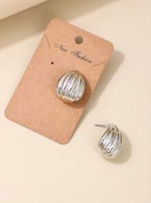 1pair Basic Minimalist Design Metallic Seashell Shaped Big Hoop Earrings