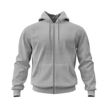 Men Zip-Up Hoodies - 灰色 - 查看 1