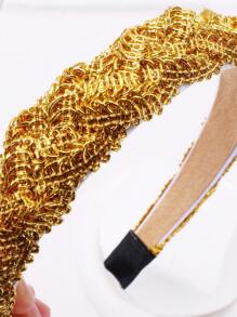 1 Băng đô xoắn ba bím tóc vàng và bạc dành cho nữ, Băng đô cài tóc hình con rết siêu bền, Phụ kiện tóc thời trang cho nữ. - vàng bạc - Xem 2