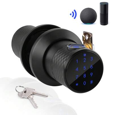 Keyless Smart Fingerprint Lock Bluetooth Digital Code Door Deadbolt Lock With Keypad (Black)