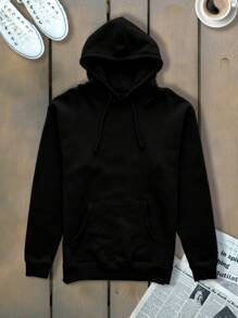 Men Hoodie & Sweatshirt Co-Ords - Black - View 2