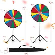 30 Inch Wheel Of Fortune With Height-Adjustable Metal Base, Including Eraser And Marking Pen, Rotating Wheel Prize Wheel For Lottery Games And Party Games, For Children And Adults, Colorful - 彩色 - 查看 5