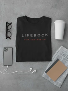 Camiseta Algodão Liferock Premium Slim Preta Casual 2024 Dia a Dia