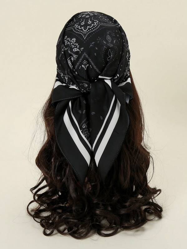 قطعة واحدة وشاح مربع مطبوع بتصميم ضباني ذو وظائف متعددة كحزام سيدات، تزيين الحقيبة، شريط شعر، إكسسوار موضة للربيع، وشاح، شريط للشعر، شريط رأس مثالي للزي الأنيق