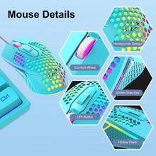 Wired USB Gaming Mouse Lightweight RGB Backlit Mouse - Pink - View 5