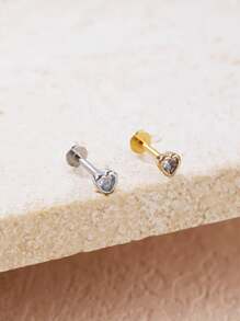 1 件时尚迷你钛钢水钻心形耳钉适合女性日常佩戴情人节、妈妈、母亲、母亲节、礼物 - 心 - 查看 10