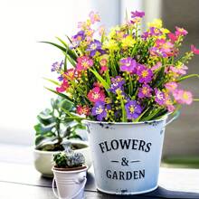 5pcs Multicolor Fake Flowers Outdoor Decorations, UV Resistant Plastic Artificial Greenery Shrubs Plants For Home Indoor Outside Garden Window Porch Pots Spring Summer All-Season Decor