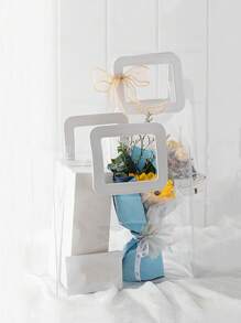 6pcs Classic Clear Square & Round Handle Pvc Candy Snack Gift Packaging Bags, Suitable For Home, Party, Wedding & Gift Giving - Transparent Square - View 5