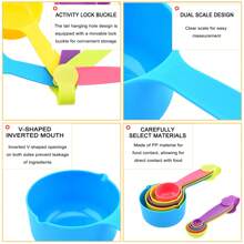 10 cái Bộ thìa đo Có thể xếp chồng lên nhau Sự cân Cái thìa Với Điêu khắc Đo lường Cốc Nấu ăn trong bếp Bộ Dụng cụ Đối với Chất lỏng Bột mì Gia vị Thuốc Đồ gia vị Làm bánh - Nhiều màu - Xem 3