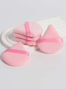 50pcs Triangle Shaped Velvet Makeup Sponge Puff, Designed For Contouring, Eye And Corner Area, Makeup Blending Container, Suitable For All Skin Types. - Multicolor - View 3