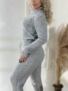 Plus Size Sweater Co-Ords - 灰色 - 查看 1