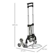 DURHAND Diable escalier pliant en aluminium avec 6 roues et sangle - charge de 70 kg avec - argent et noir - Argent - Voir 8