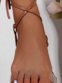 Sandalias planas para mujer 2025, moda casual con cordones, para la playa, talla 43