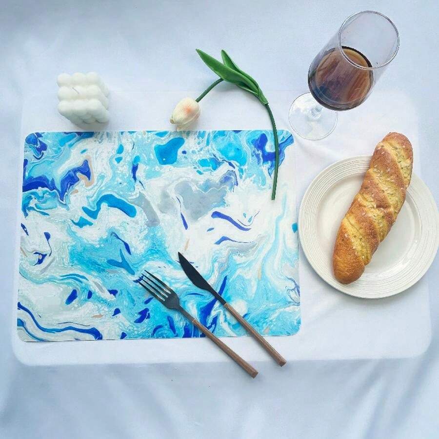 4pcs Phong cách Bohemian 12x16 Inch Hình hộp chữ nhật Acrylic , Thích hợp Đối với Ăn uống Bàn , Phòng bếp , Quán bar , Cà phê Bàn , Mùa Xuân & Lễ cưới Các bữa tiệc - Màu xanh nhạt - Xem 1