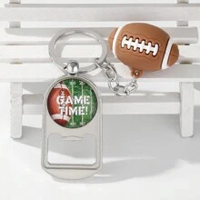 1入組男士玻璃時光足球造型設計便攜式開瓶器鑰匙扣包裝車鑰匙扣美式足球運動吊墜禮品 - 多色 - 查看 5