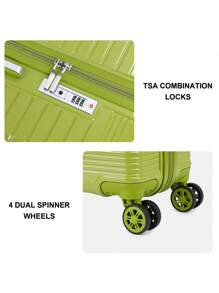 Sea Choice 2 Piece Luggage Set 12" 20" Lightweight Cabin Case Polycarbonate Hardshell Carry On Suitcase With YKK Zipper 8 Spinner Wheels TSA Lock - 青檸色 - 查看 4