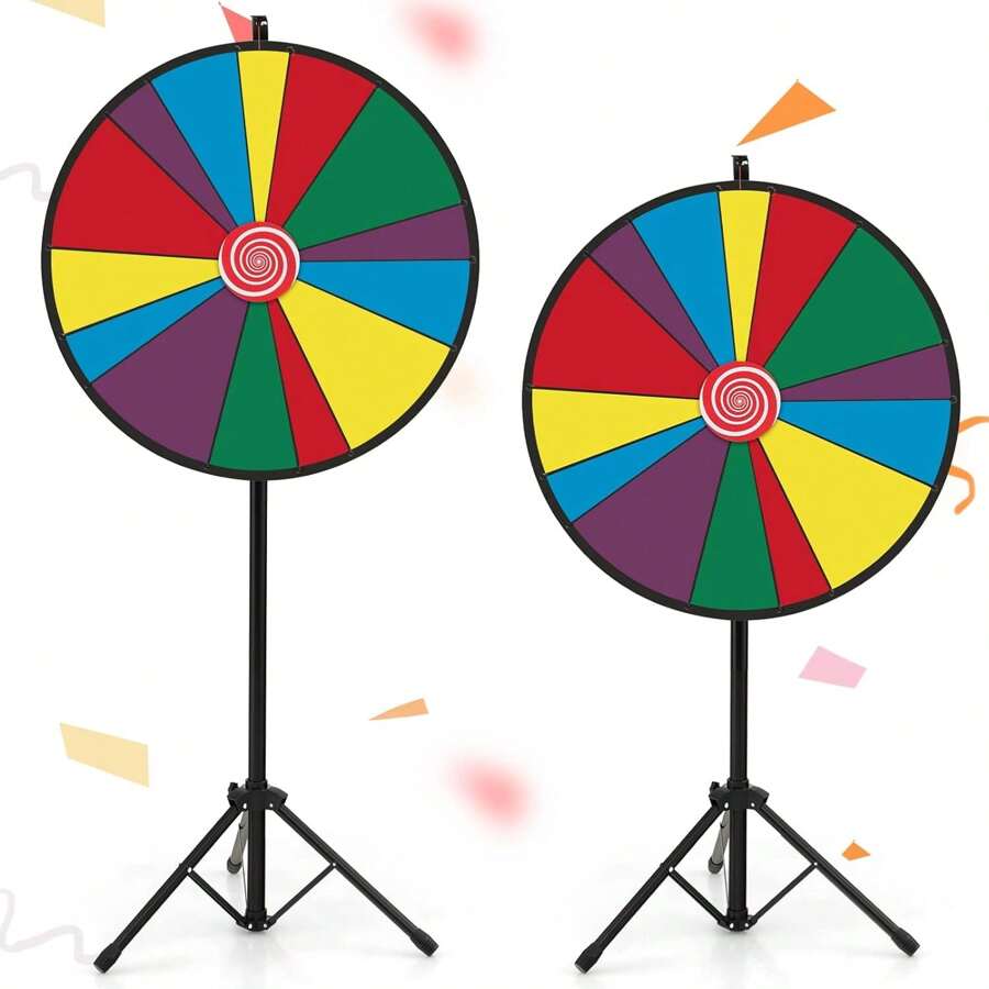 30 Inch Wheel Of Fortune With Height-Adjustable Metal Base, Including Eraser And Marking Pen, Rotating Wheel Prize Wheel For Lottery Games And Party Games, For Children And Adults, Colorful - 彩色 - 查看 1
