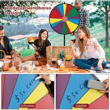 30 Inch Wheel Of Fortune With Height-Adjustable Metal Base, Including Eraser And Marking Pen, Rotating Wheel Prize Wheel For Lottery Games And Party Games, For Children And Adults, Colorful - 彩色 - 查看 4
