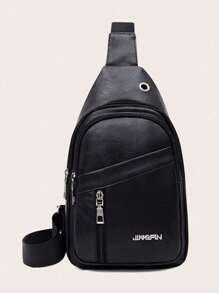 时尚复古腰包，带耳机插孔和可调节拉链肩带的腰包，适合户外休闲斜挎腰包多口袋胸包 ING 跑步徒步骑行骑行包春季复古包学校用品钱包侧包腰带新生活用品学生男士必备钱包必备商务毕业小包腰包 - 黑色 - 查看 2