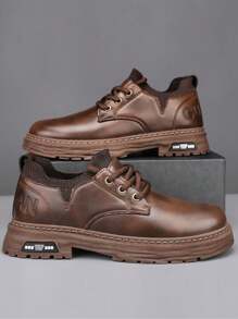 Nam Giải trí Cổ thấp Không thấm nước Da Giày dép , Cổ điển Retro Nam Da Giày dép , Ngoài trời Đúng mốt Linh hoạt Chính thức Giày dép , Đúng mốt Linh hoạt Giày ống , Nam Lớn Đầu Da Giày dép , Nam Giày bốt ngắn , Giày cưới Đối với Phù rể , Da giả Nam Giày dép , Nam Giày dép - màu nâu - Xem 3