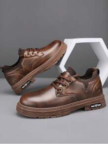 Nam Giải trí Cổ thấp Không thấm nước Da Giày dép , Cổ điển Retro Nam Da Giày dép , Ngoài trời Đúng mốt Linh hoạt Chính thức Giày dép , Đúng mốt Linh hoạt Giày ống , Nam Lớn Đầu Da Giày dép , Nam Giày bốt ngắn , Giày cưới Đối với Phù rể , Da giả Nam Giày dép , Nam Giày dép - màu nâu - Xem 1