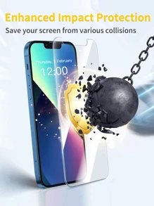 3 件高清钢化玻璃屏幕保护膜，1：1 视网膜显示屏质量，防刮、防碎、耐用，兼容 X/XR/11/12/13/14/15/16/17/17 Air/17 Pro/17 Pro Max 系列 - 無色 - 查看 2