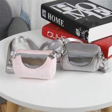 MUZIHOK 1入組倉鼠金色熊背包,可攜帶的圓柱形肩背透明泡泡窗口保暖小袋寵物用品倉鼠玩具籠子